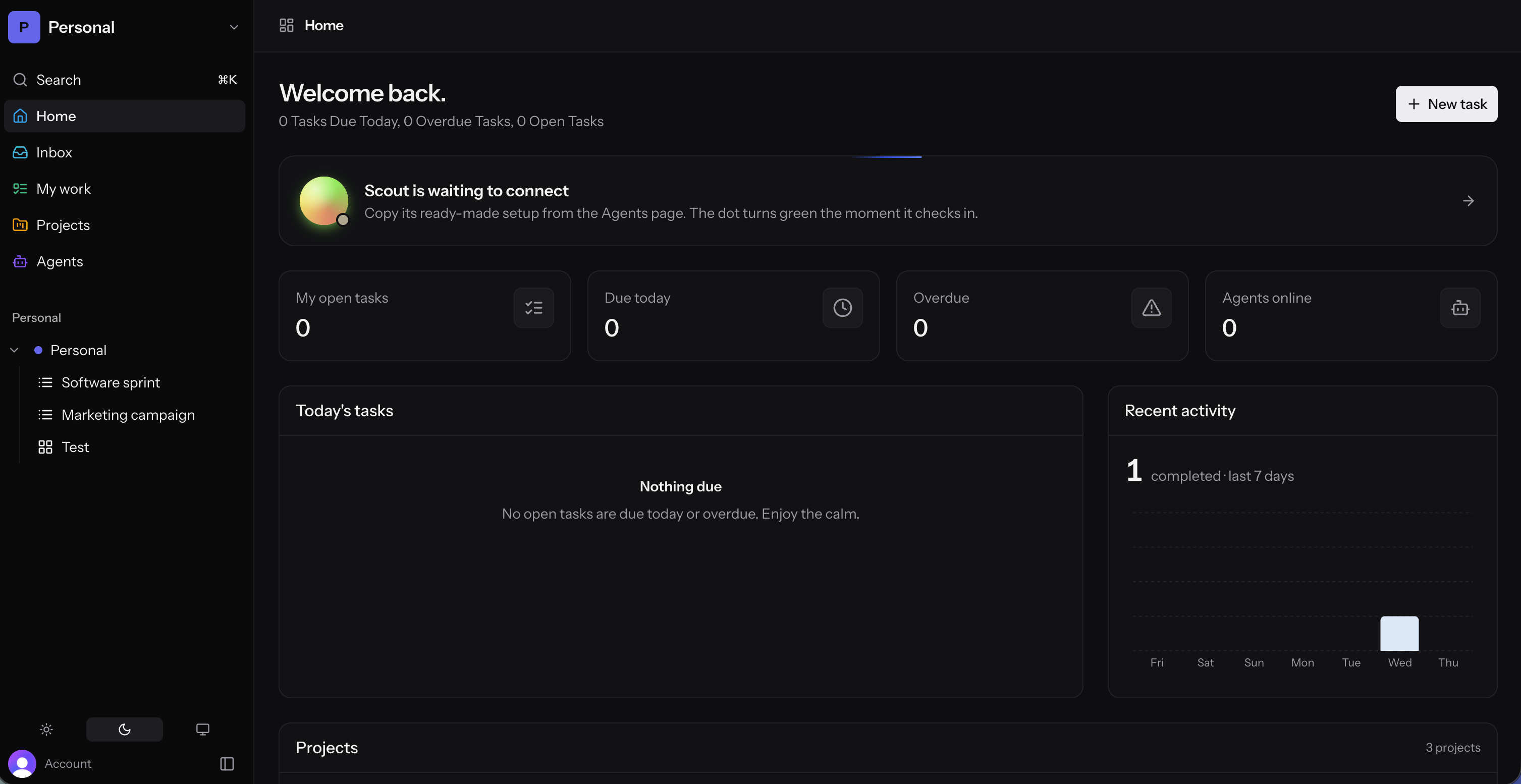 The operate.to dashboard — mission control for humans and AI agents