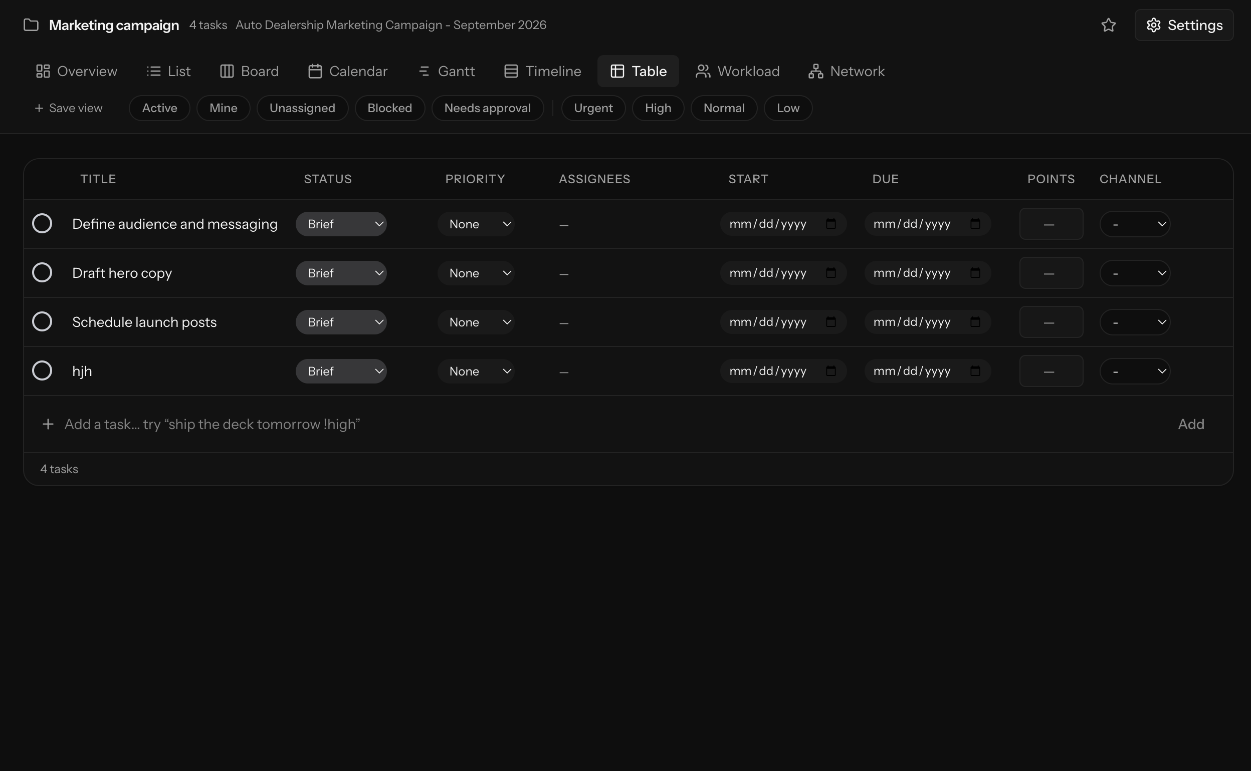Tasks — board view